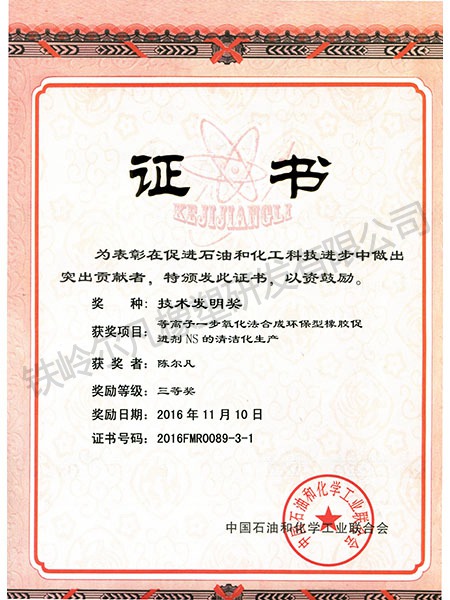 2016年中石化聯(lián)合會:技術(shù)發(fā)明三等獎-等離子一步氧化化合成NS